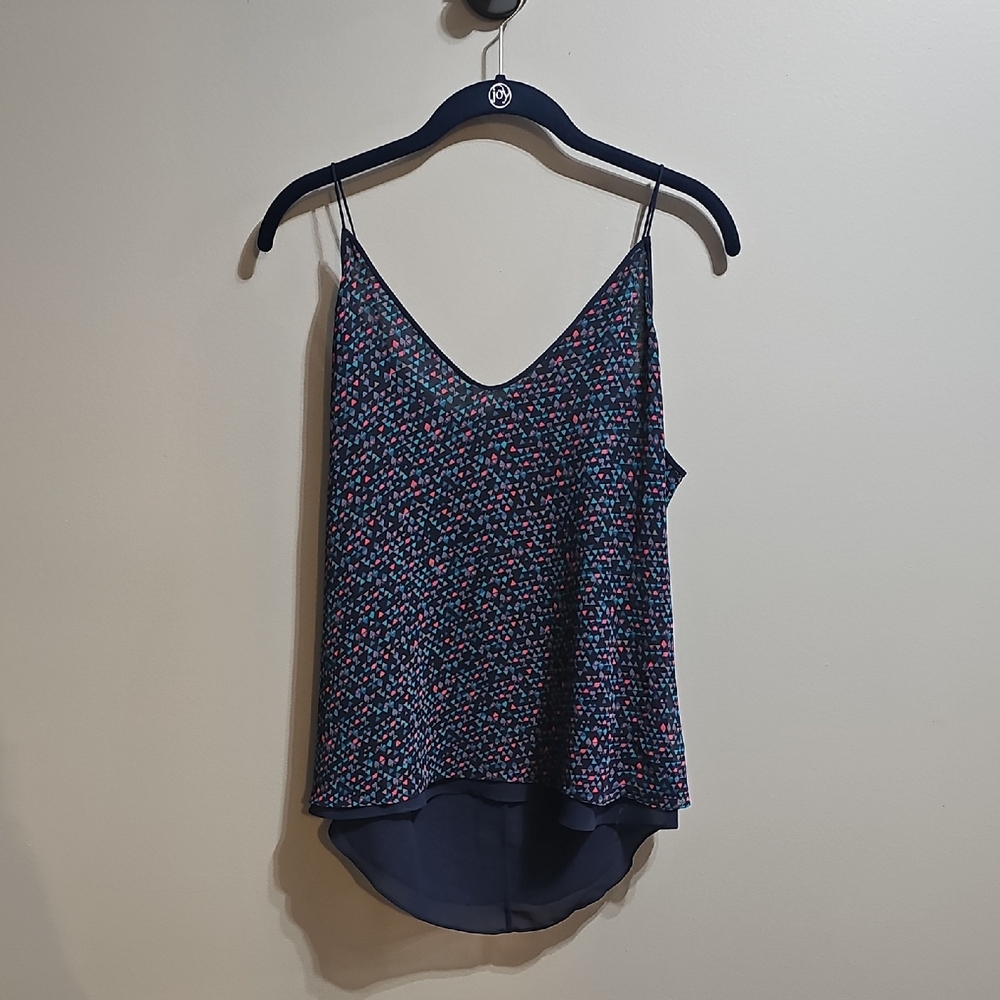 Chelsea28 Blue and White Asymmetrical Sleeveless Camisole